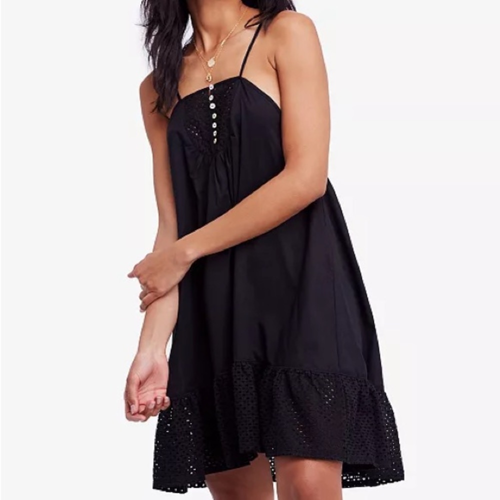 Free People Cotton Calico Trapeze Eyelet Top Dress